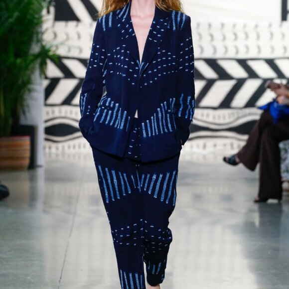 Studio 189 Indigo Handmade in Ghana 100% Cotton Blazer Size Medium - Picture 2 of 7